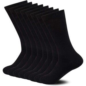 Unisex Bamboo Rayon Socks Super Soft Black Crew Socks 8 Pack